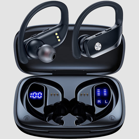 Wireless Sport Earbuds | 50H Playtime, Over-Ear Fit, Noise Cancelling, LED Display