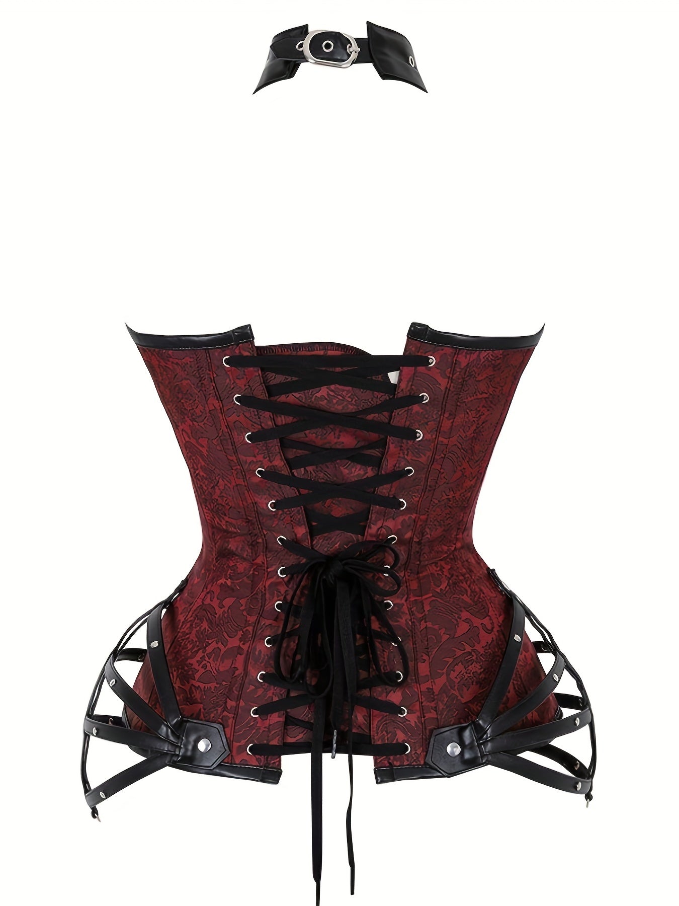 Gothic Halter Women's Vintage Floral Corset | Halter Neck Bustier with Zipper for Tummy Control