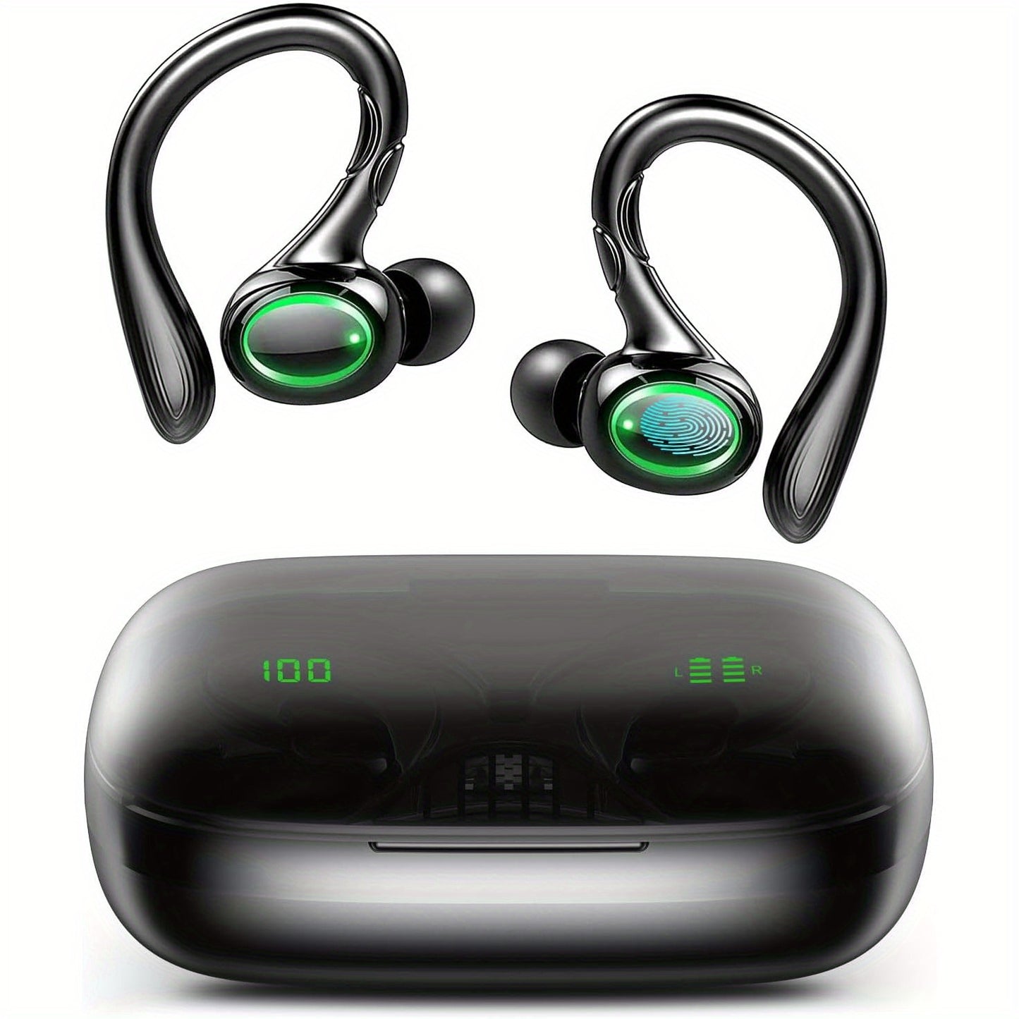 TWS Earhook Earbuds | Waterproof, Noise Cancelling with LED Case