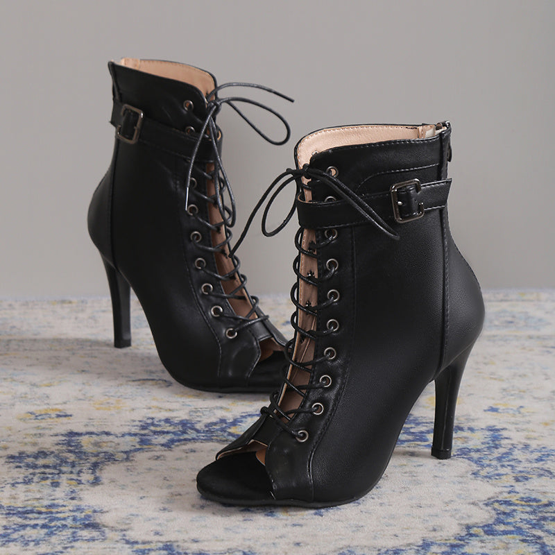 Crisscross Lace-Up Stiletto with Ankle Strap