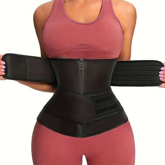 Women's Double-Banded Waist Trainer | Firm Neoprene Cincher with Hook & Loop Closure