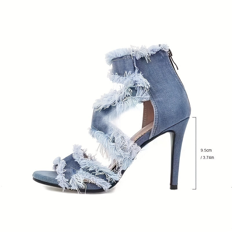 Women's Denim Cut-out High Heels