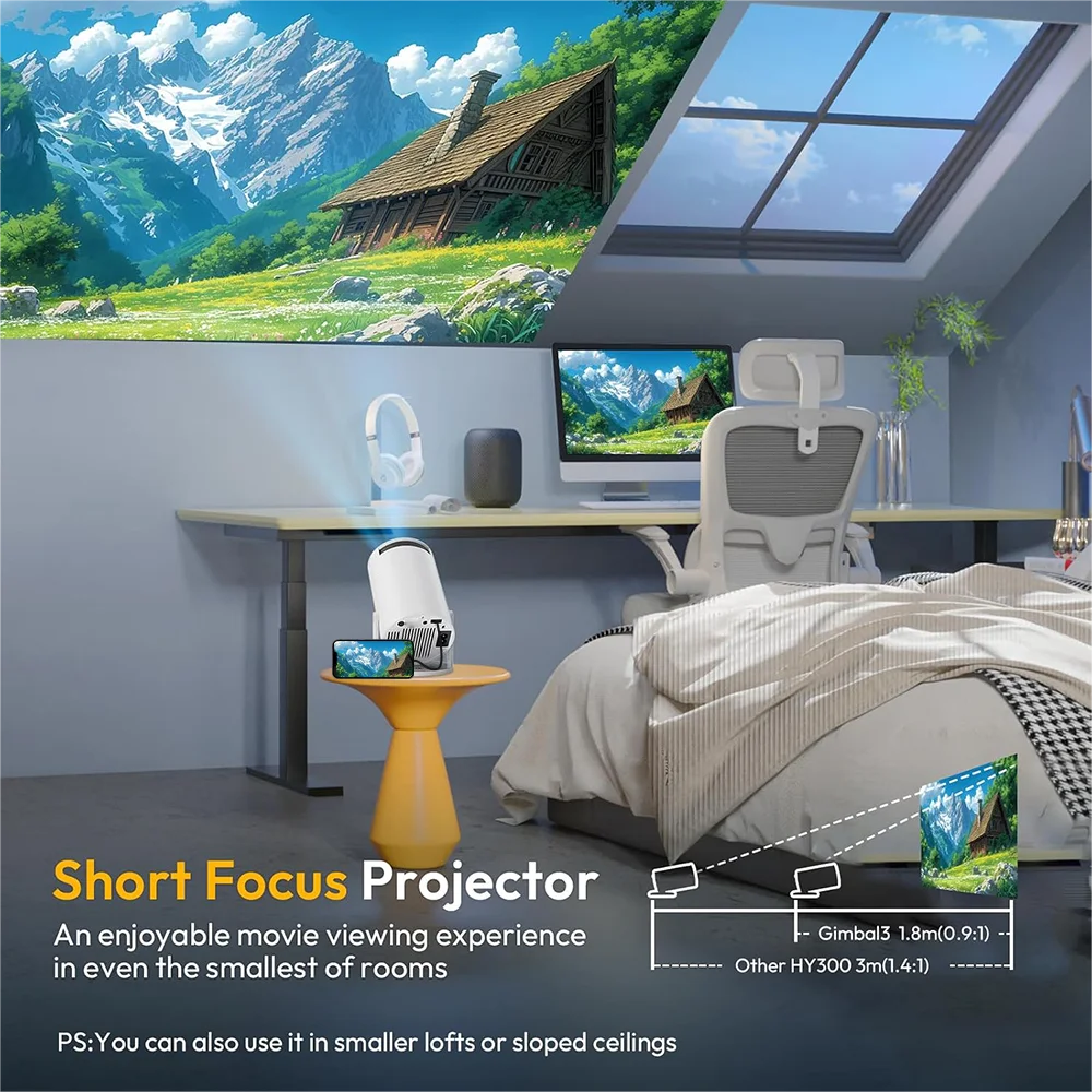 FGRYB Portable Projector with Battery | 1080P Support, Wired Smartphone Mirroring
