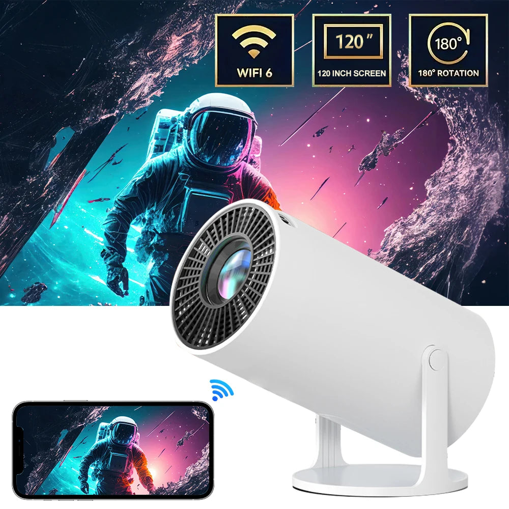 GerTong Mini Smart Projector with Android TV 11 | 1080P Outdoor Movie Night