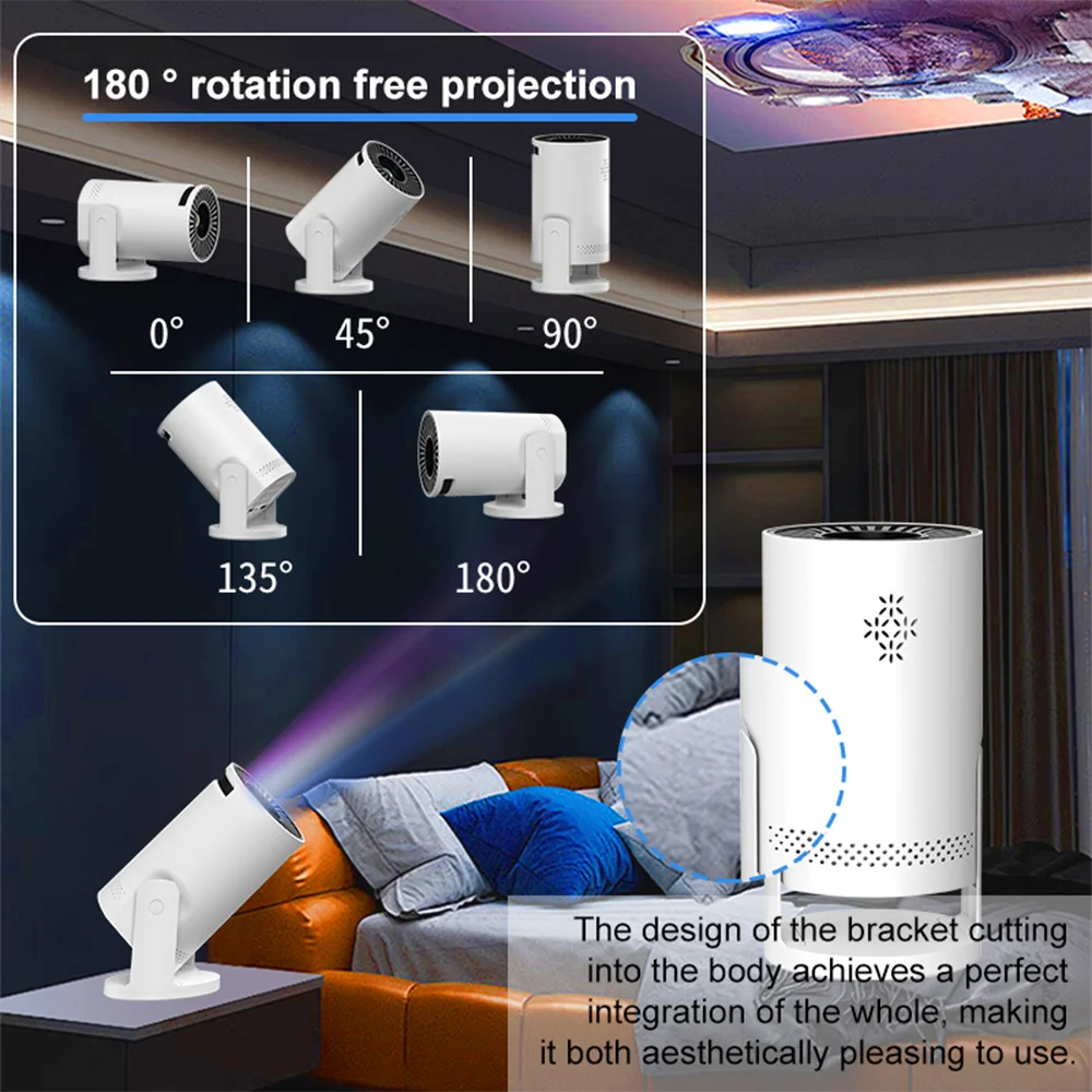 FGRYB Mini Cylinder Projector | Portable 60 ANSI Lumen Projector for Bedroom & Kids