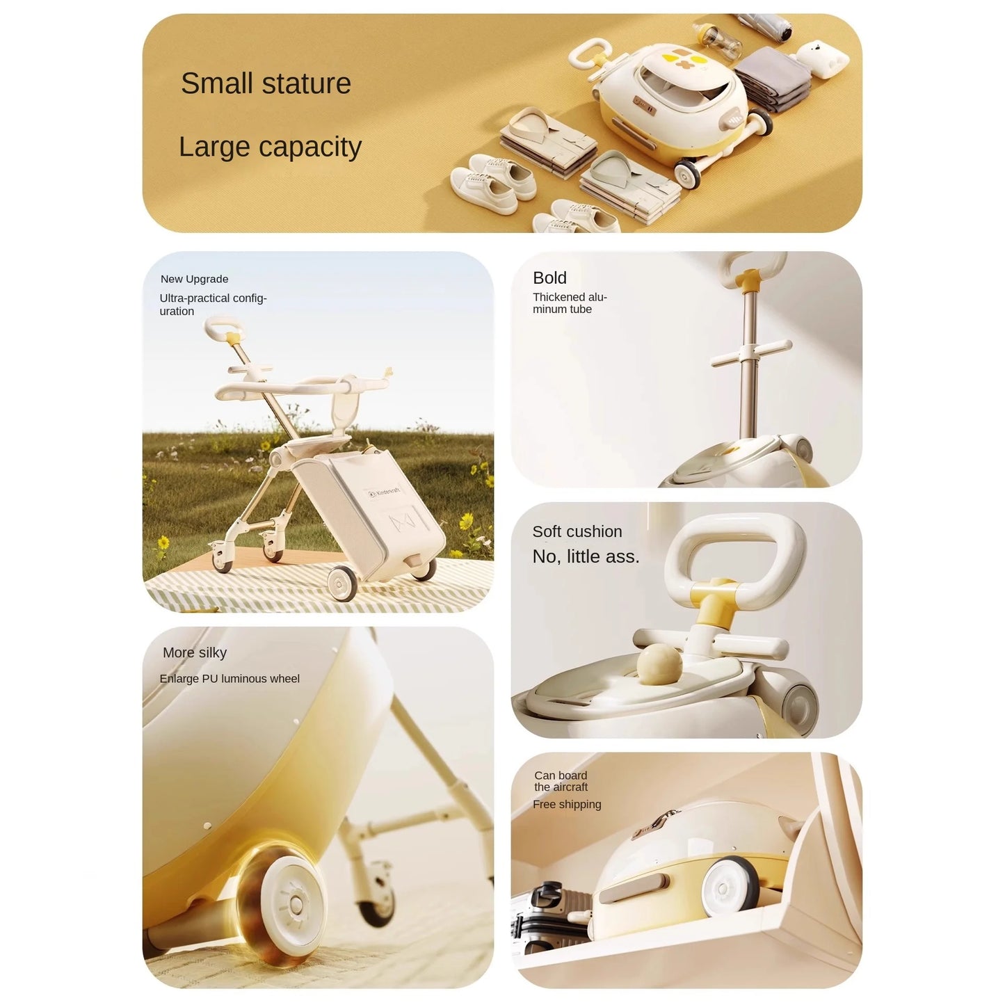 HY10 20-Inch Hardside Kids' Luggage with Spinner Casters