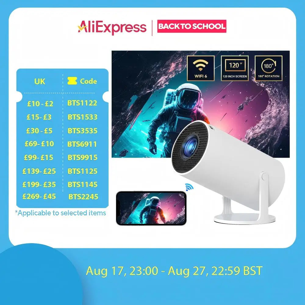 GerTong Mini Smart Projector with Android TV 11 | 1080P Outdoor Movie Night