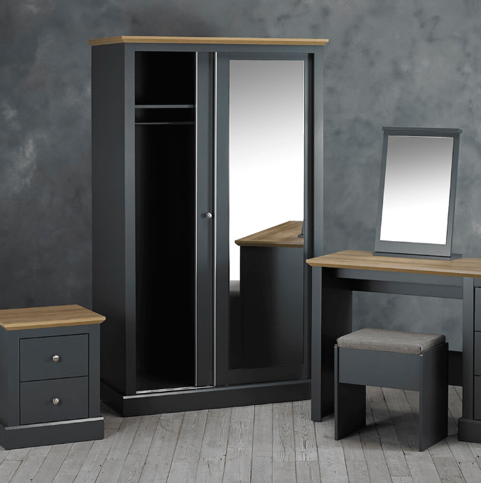 Devon Charcoal Double Sliding Wardrobe