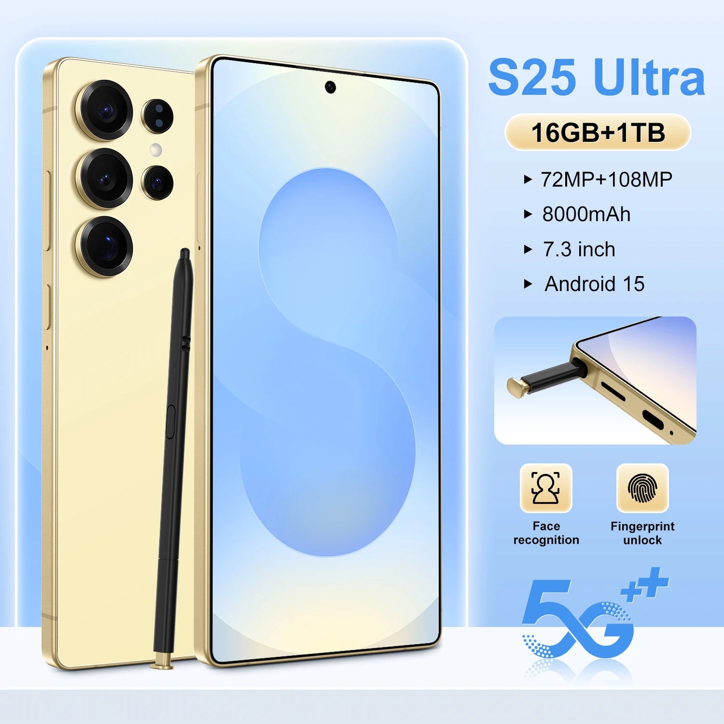 Best Sell New for S25 ultra Original Phone 5G Smartphone 7.3 Inch 12GB+512GB Android Telephone Mobile Phones Express Shipping