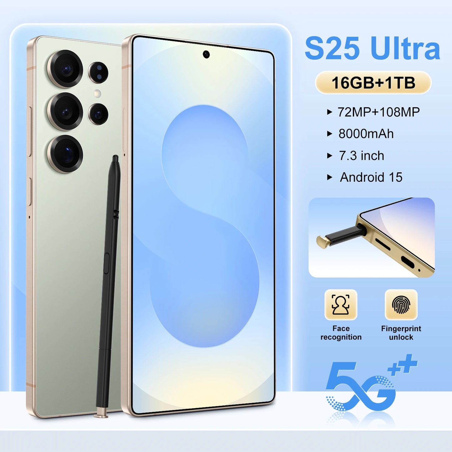 Best Sell New for S25 ultra Original Phone 5G Smartphone 7.3 Inch 12GB+512GB Android Telephone Mobile Phones Express Shipping