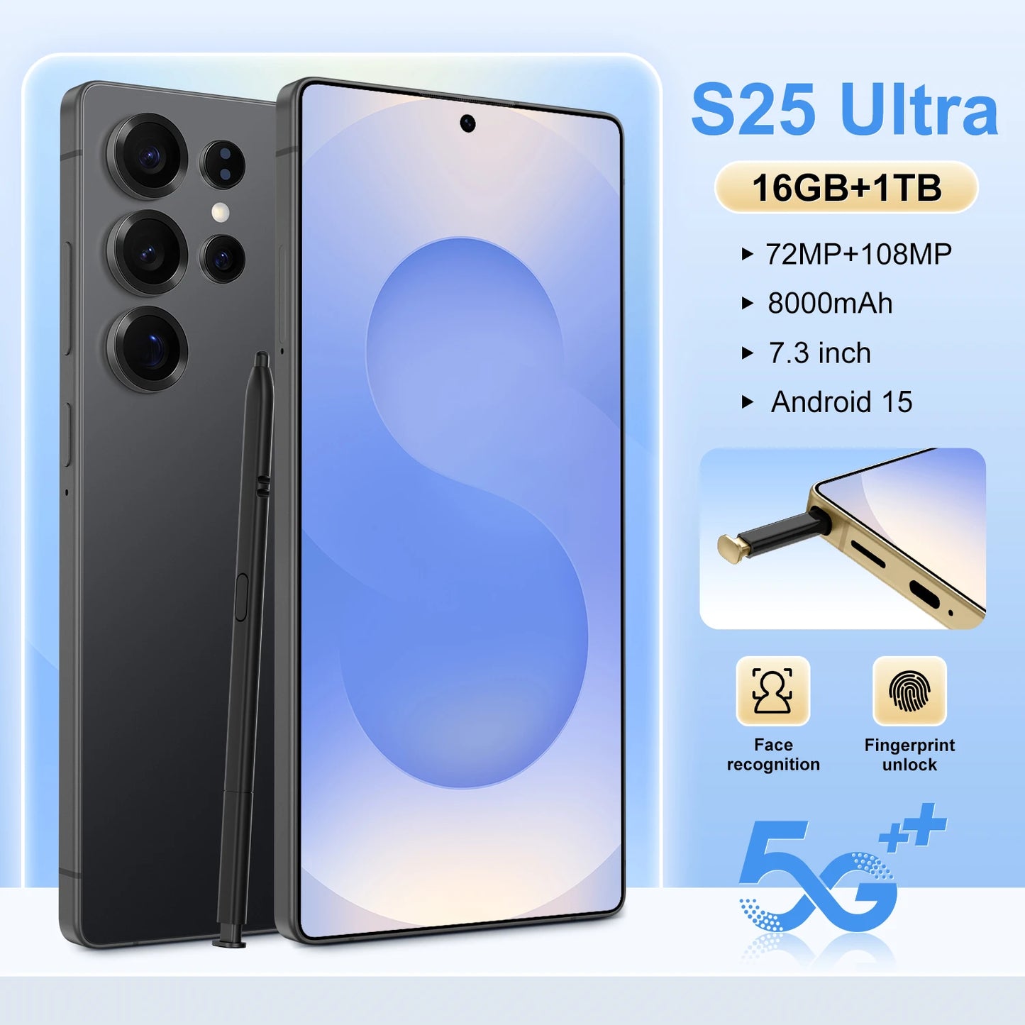 Best Sell New for S25 ultra Original Phone 5G Smartphone 7.3 Inch 12GB+512GB Android Telephone Mobile Phones Express Shipping