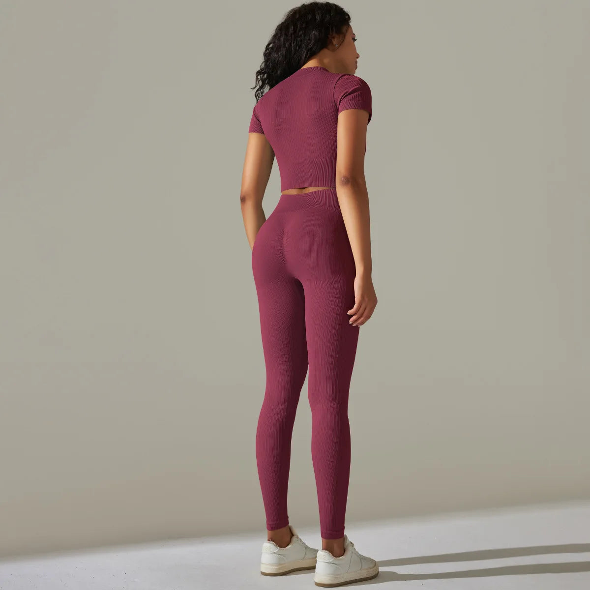Women's Quarter-Zip Workout Set with High-Waist Tights