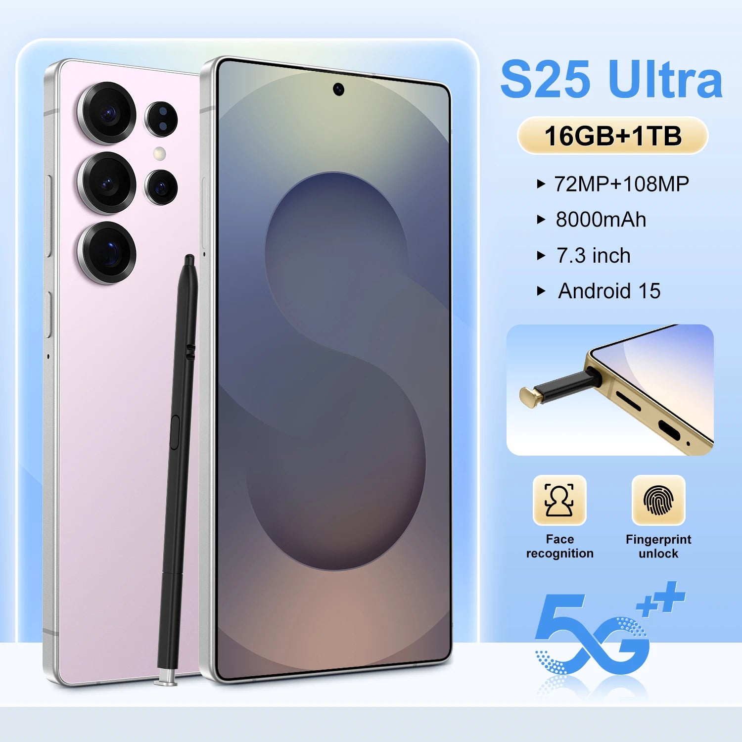 2025 Ultra Unlock 7.3 Inch Android 5G Smartphone S25 Original 12GB+512GB 8000mAh S-Pen 4G 5G WIFI Mobile Phones 108MP Octa Core