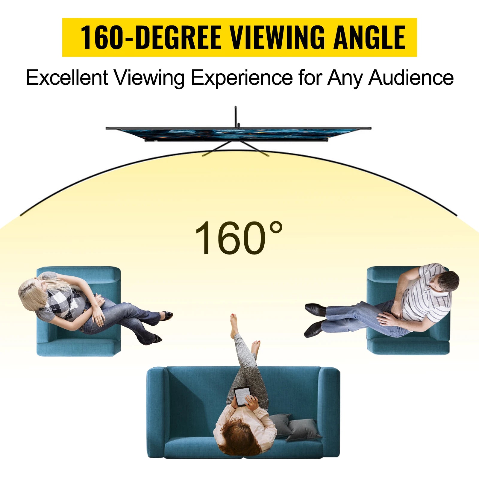 110" Portable Tripod Projector Screen | 4K HD & 160° Viewing Angle