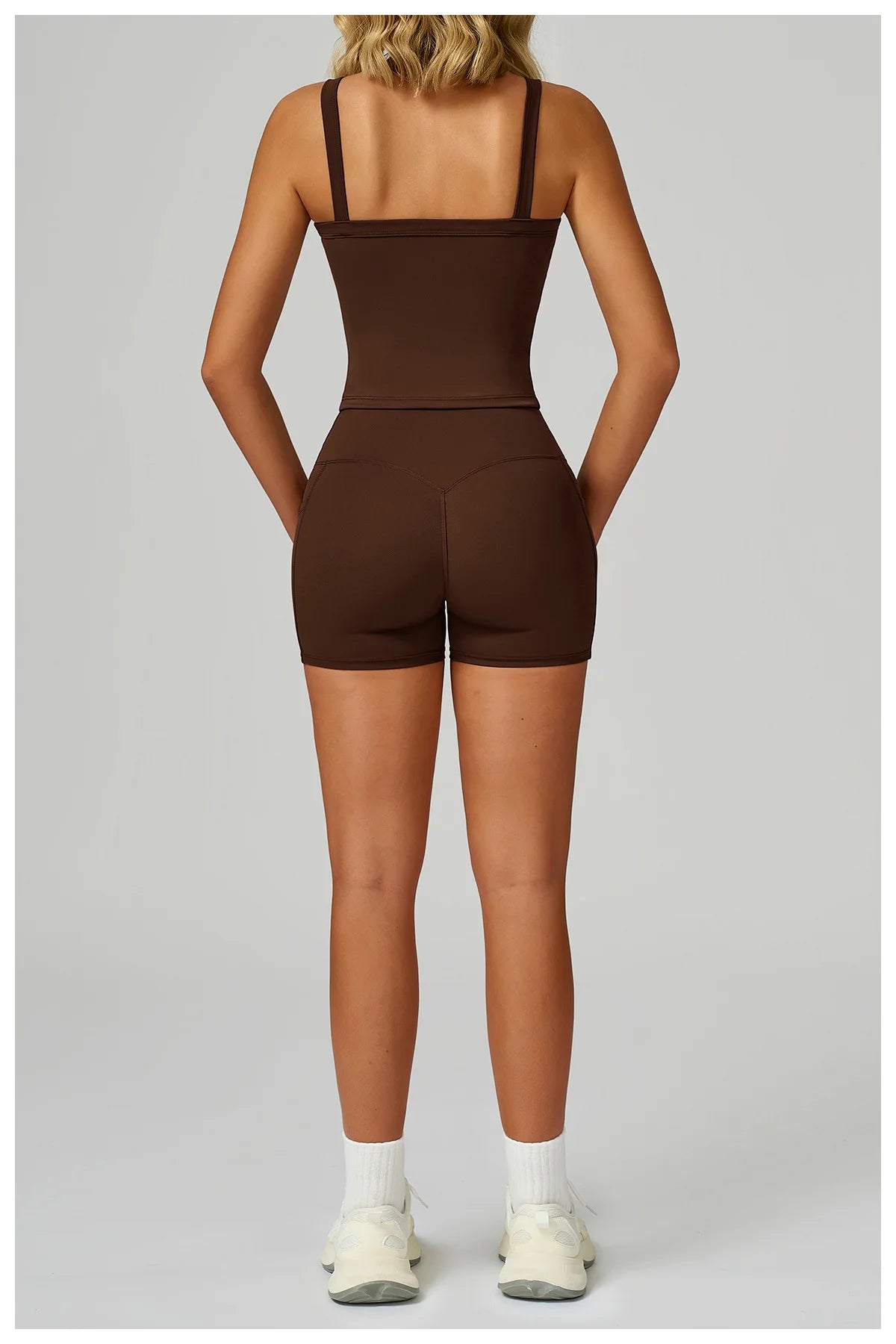 Women's High-Waist Workout Set - Sports Vest & Shorts