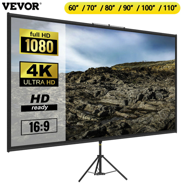110" Portable Tripod Projector Screen | 4K HD & 160° Viewing Angle