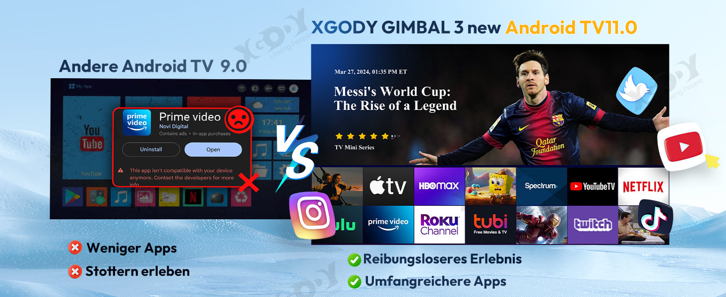 XGODY Smart Mini Projector with Android OS | Native 720P HD with 4K Input Support