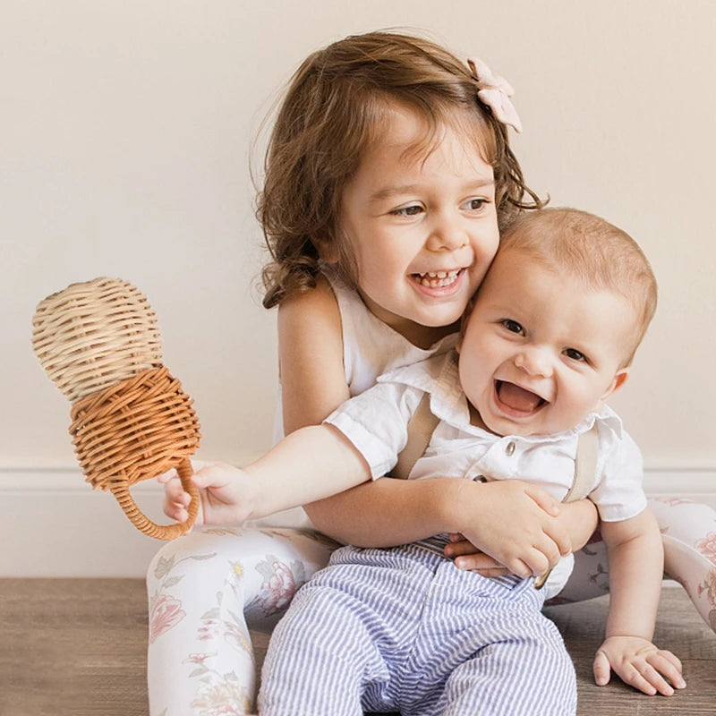 Baby Toys  Rattan Pine Bell  Wooden Rattan Toys
