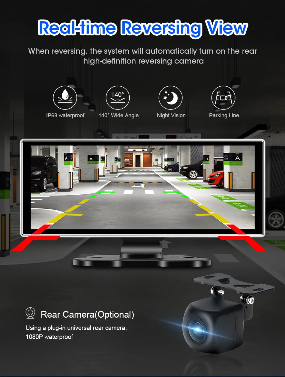 All-in-One 10.1/11.26" 4K Touchscreen Car Stereo | Wireless CarPlay & Android Auto | Built-in GPS & DVR Recorder | Dual Channel Recording | WiFi & Bluetooth
