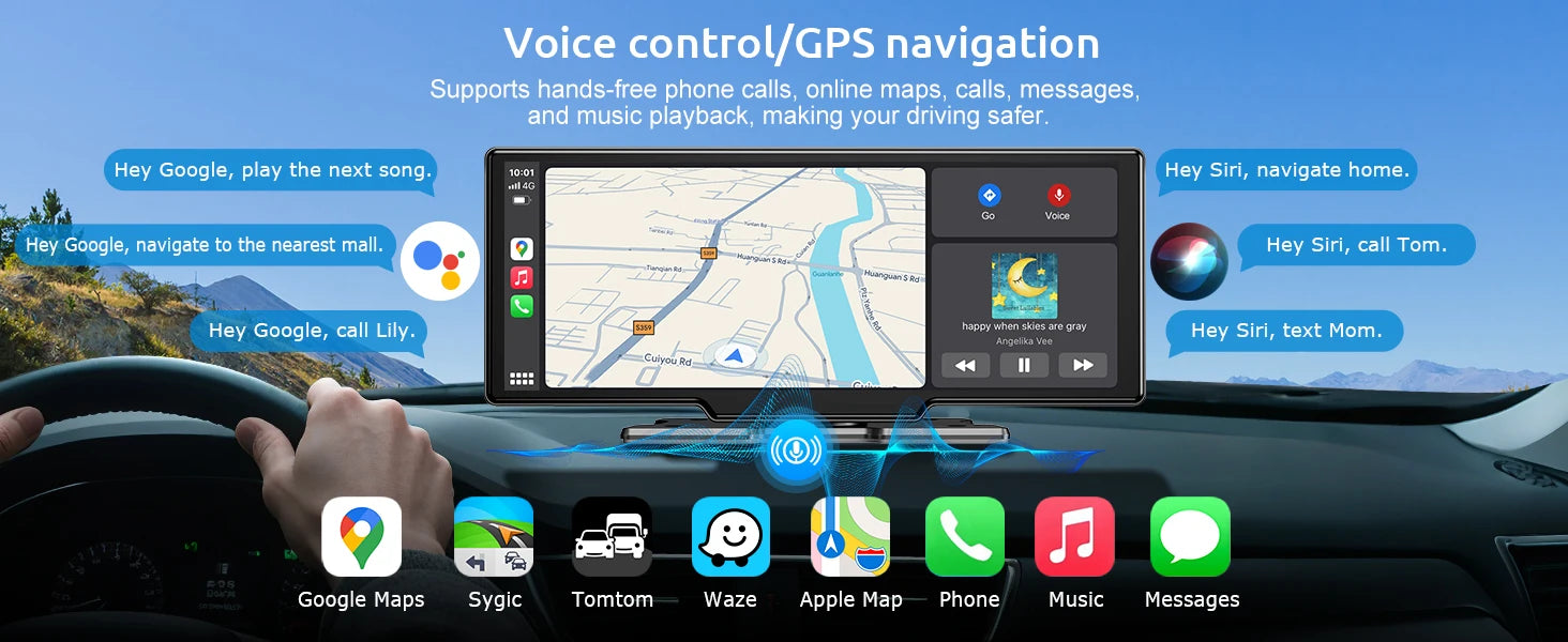 10.26" 4K Touchscreen Car Stereo | Wireless Apple CarPlay & Android Auto | 64GB Storage | GPS Navigation | Bluetooth | Backup Camera Input