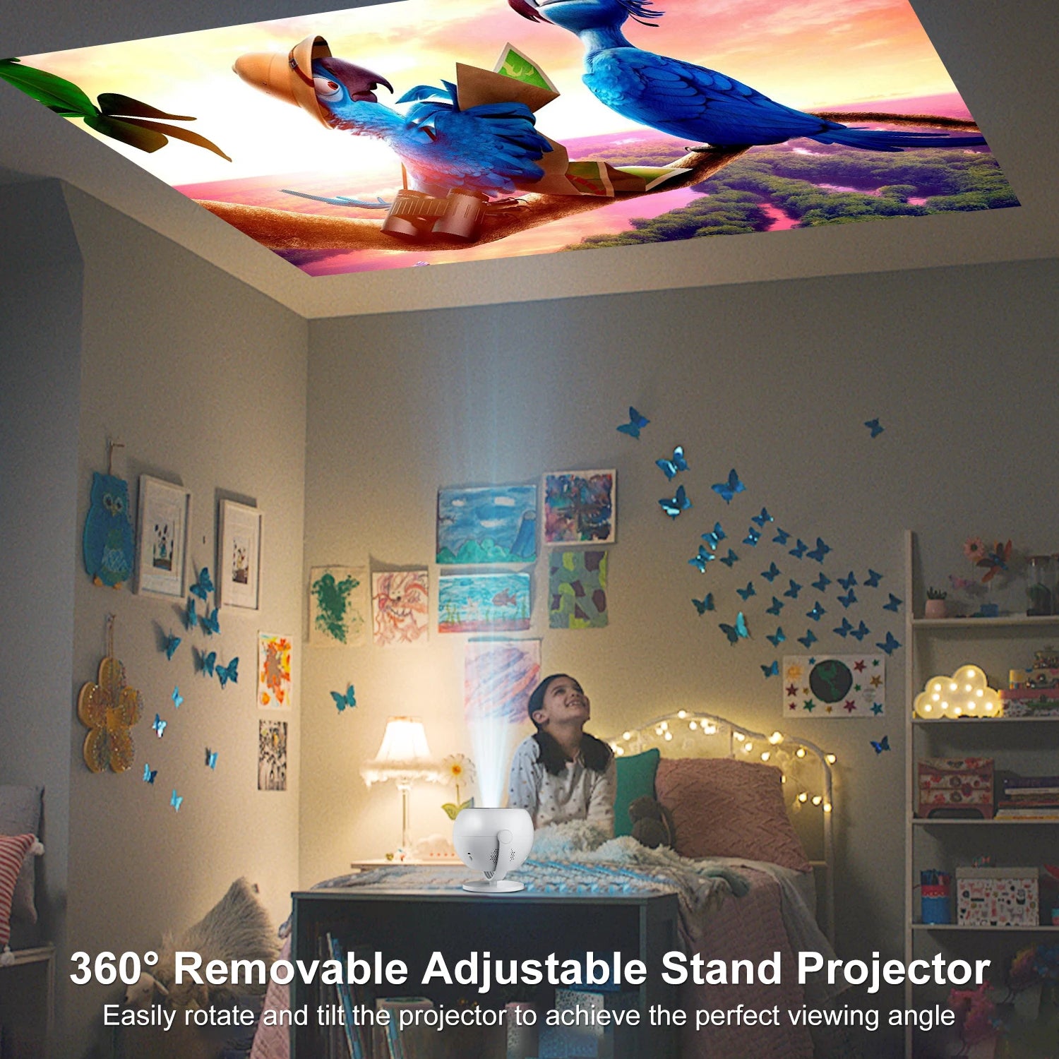 Salange Native 1080P 340ANSI 4K Mini Projector Andorid TV11.0 P360 360°