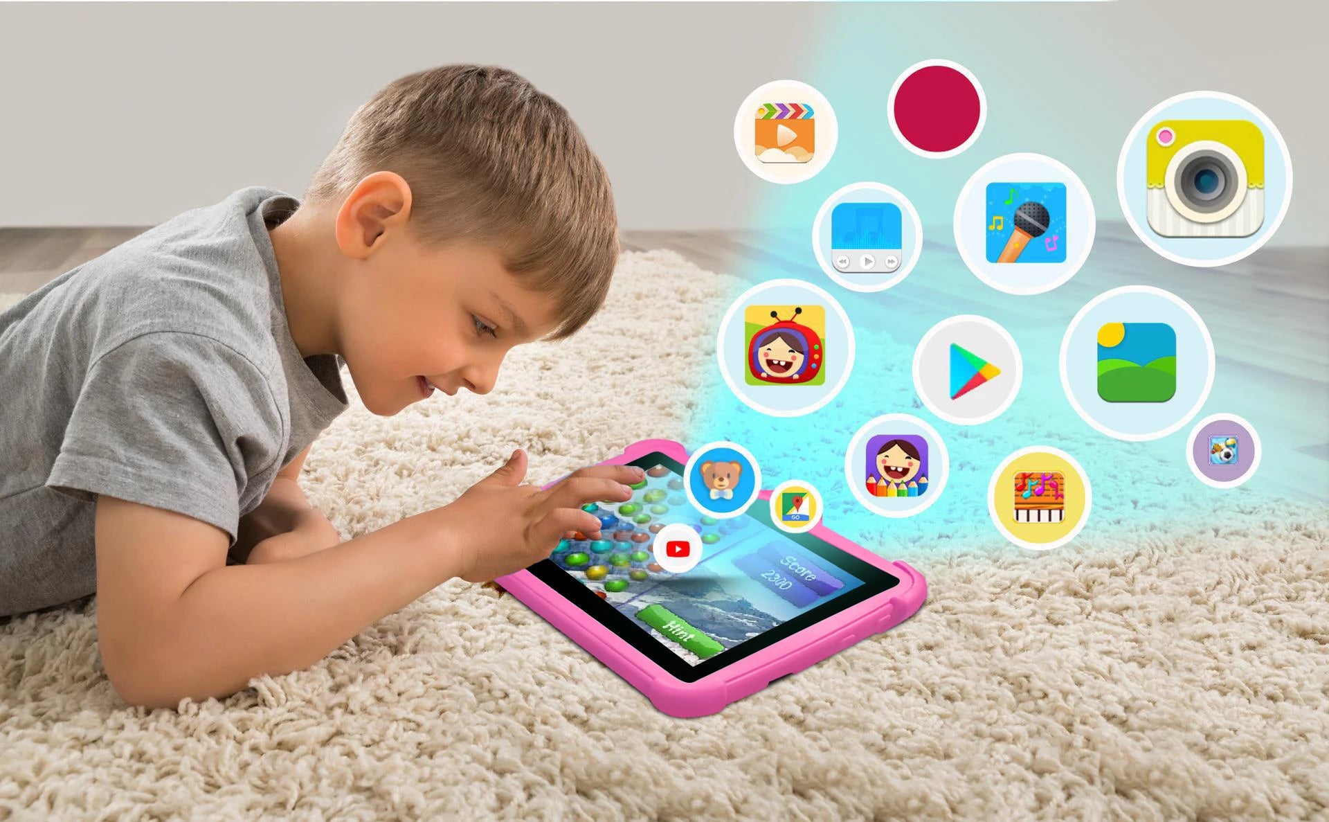 Cartoon Pattern Kids Tablet 7 Inch Quad Core 4GB RAM 64GB ROM Android