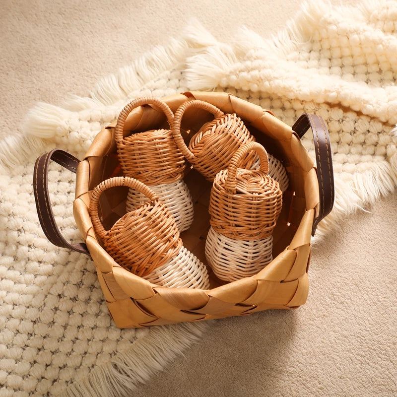 Baby Toys  Rattan Pine Bell  Wooden Rattan Toys