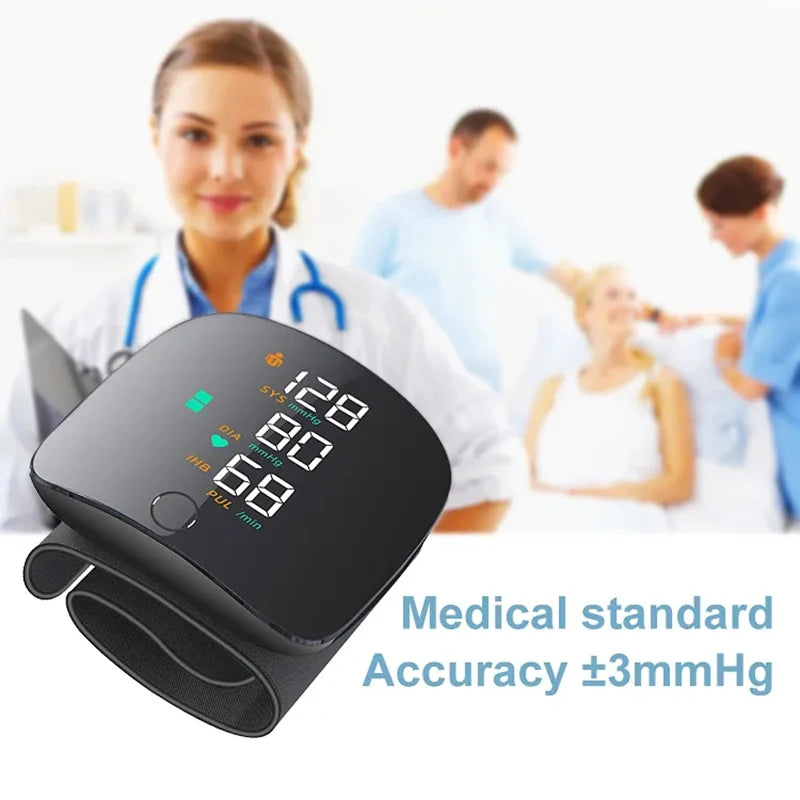 English Voice Activated Portable LED Wrist Blood Pressure Monitor