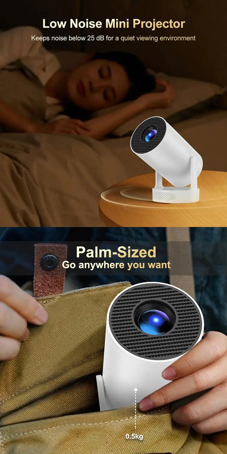 Mini Portable Projector HY300 Ultra HD 4K 720P Android 11
