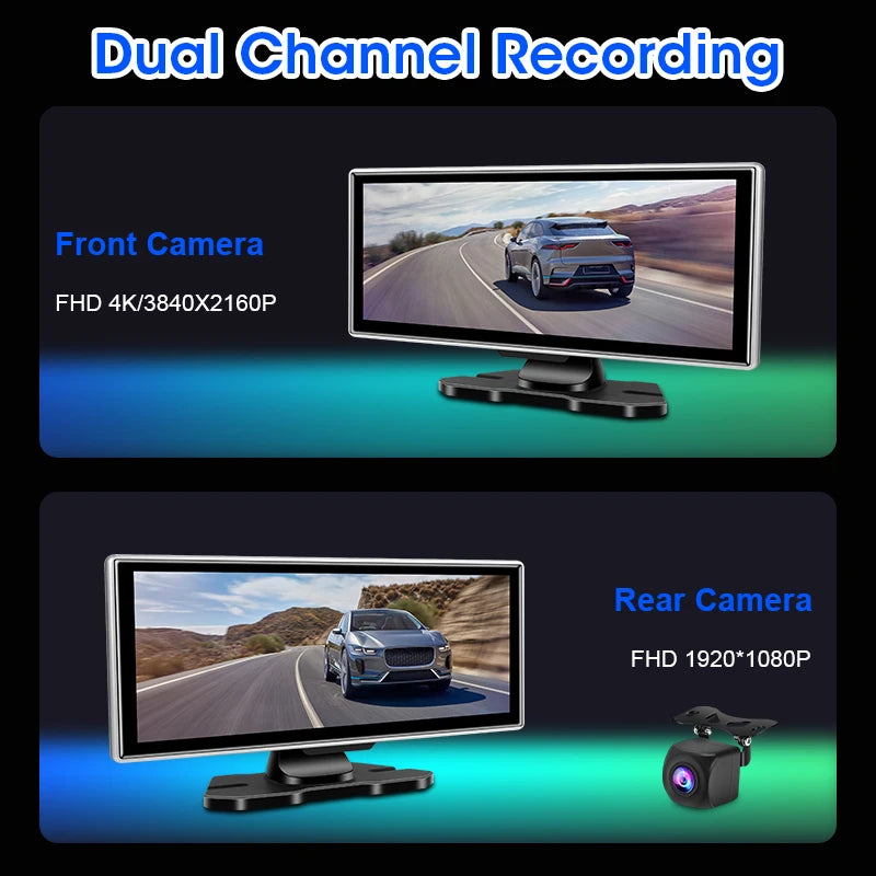 All-in-One 10.1/11.26" 4K Touchscreen Car Stereo | Wireless CarPlay & Android Auto | Built-in GPS & DVR Recorder | Dual Channel Recording | WiFi & Bluetooth