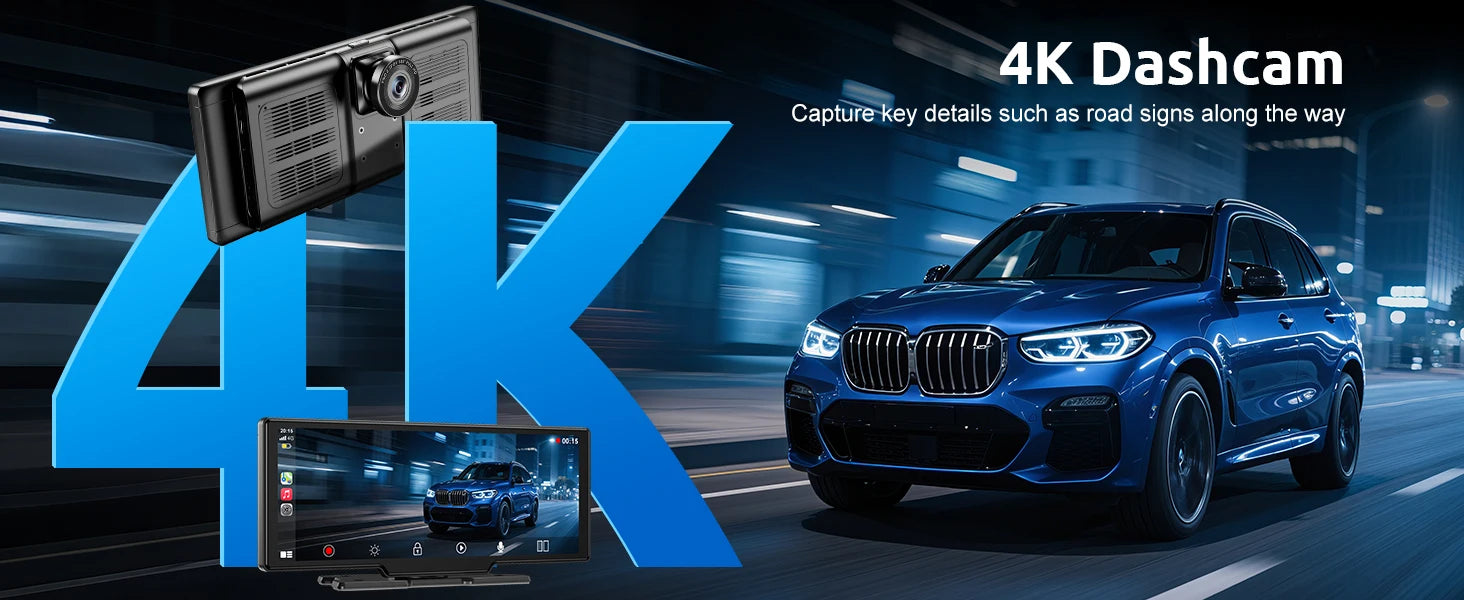 10.26" 4K Touchscreen Car Stereo | Wireless Apple CarPlay & Android Auto | 64GB Storage | GPS Navigation | Bluetooth | Backup Camera Input