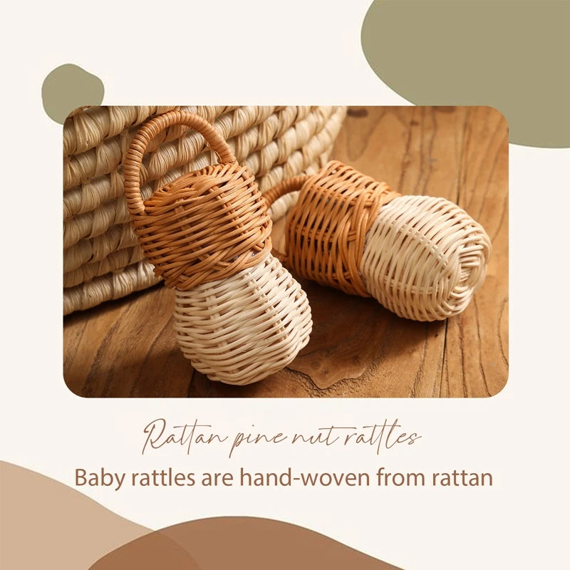 Baby Toys  Rattan Pine Bell  Wooden Rattan Toys