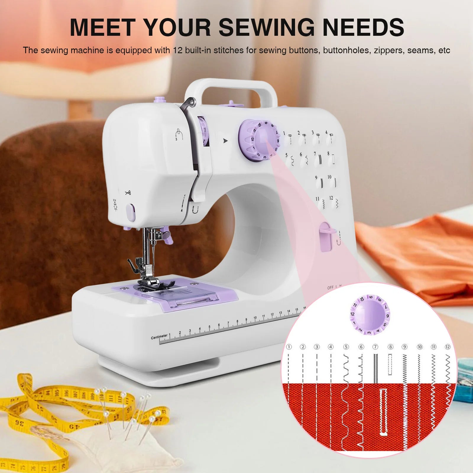 APWIKOGER 505A Portable Sewing Machine for Beginners | 12 Stitch Patterns with Foot Pedal
