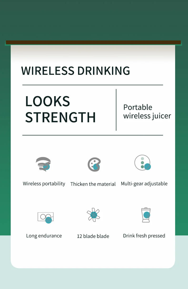 CREAROMA Portable Electric Juicer - 1000ml Automatic Pulp Ejection Blender