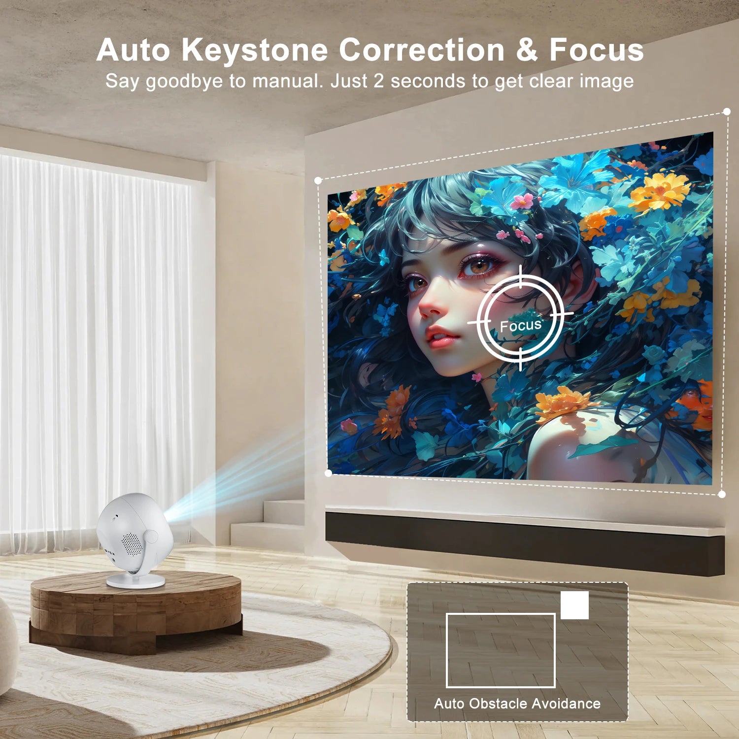 Salange Native 1080P 340ANSI 4K Mini Projector Andorid TV11.0 P360 360°