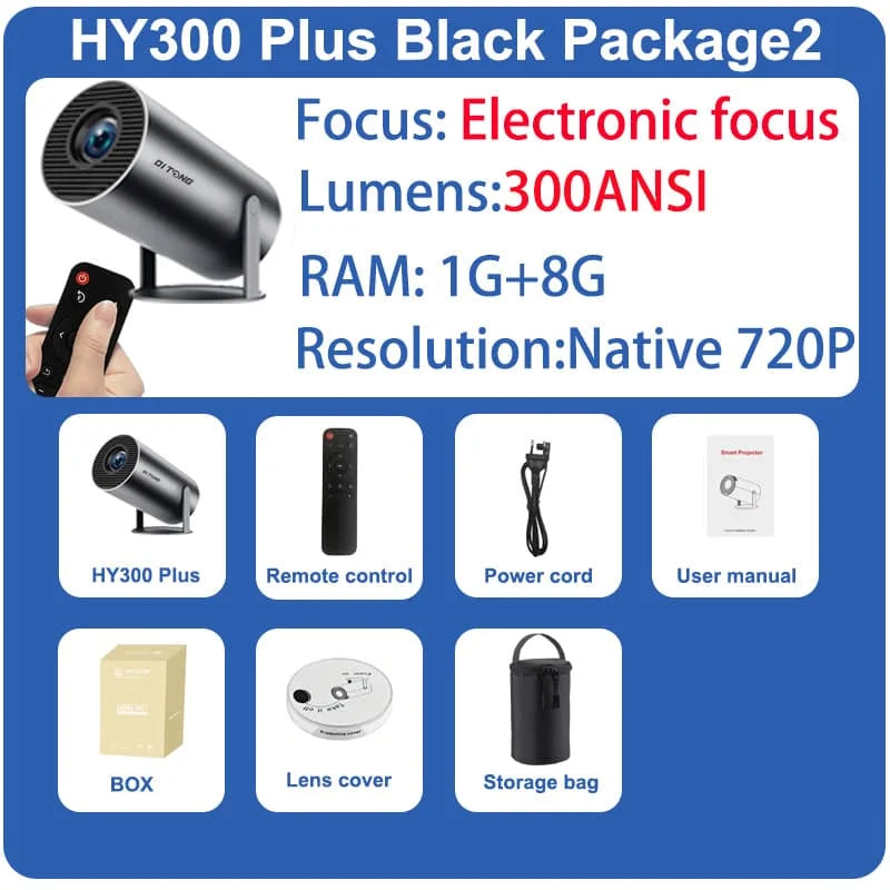 DITONG HY300 Plus Projector Android 4K 1280*720P Dual Wifi