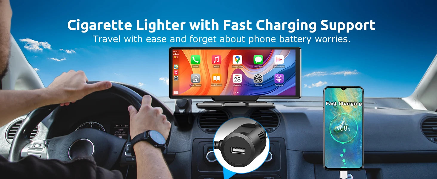 10.26" 4K Touchscreen Car Stereo | Wireless Apple CarPlay & Android Auto | 64GB Storage | GPS Navigation | Bluetooth | Backup Camera Input
