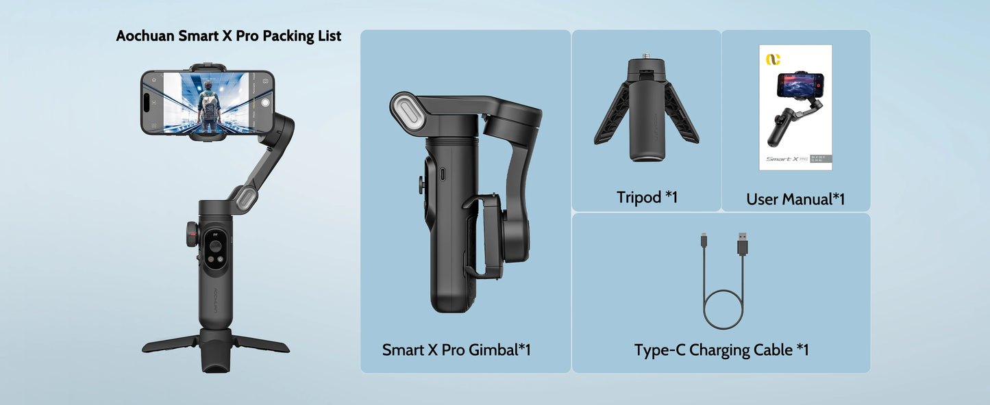 AOCHUAN Smart Phone XPro Smartphone 3 Axis Gimbal Stabilizer