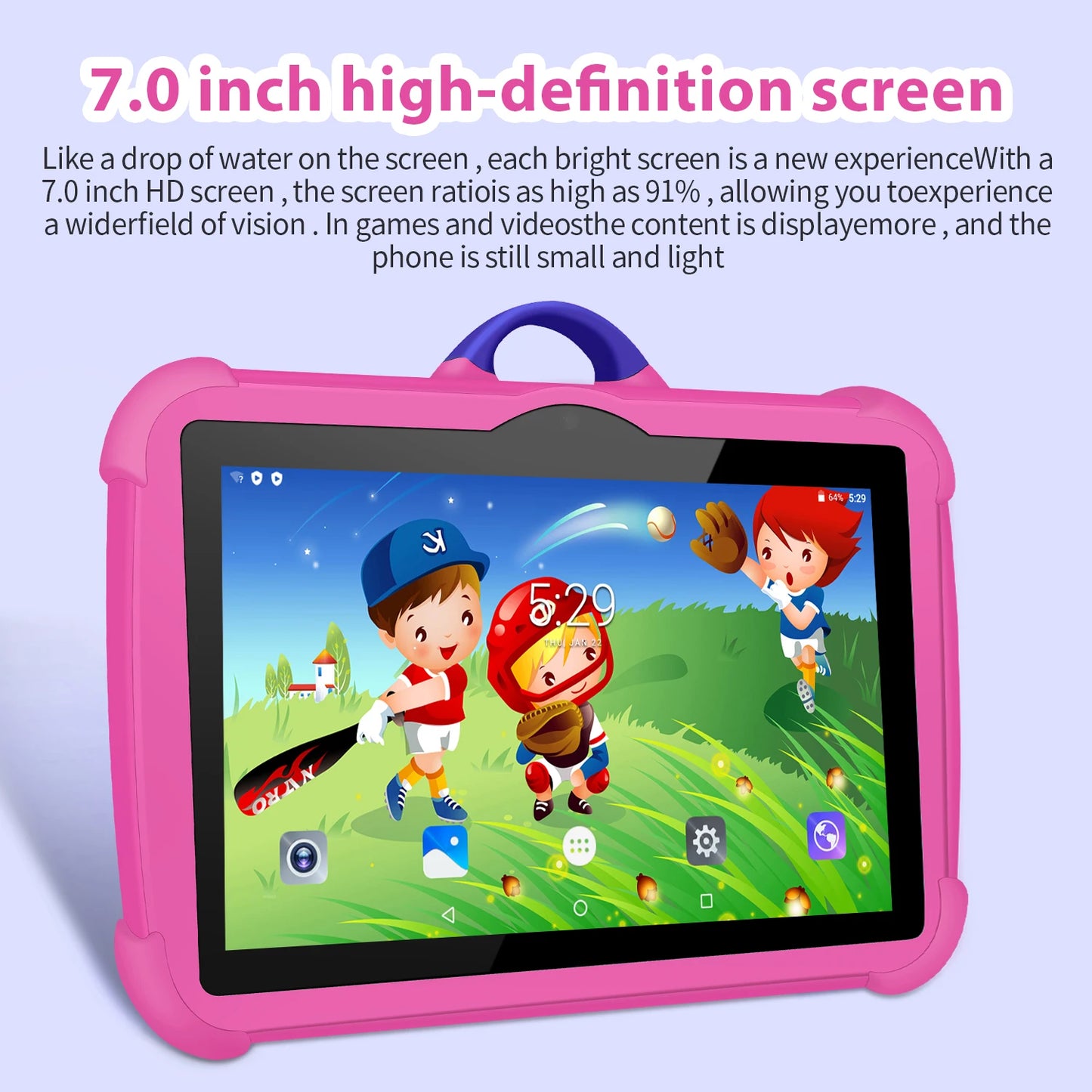 Cartoon Pattern Kids Tablet 7 Inch Quad Core 4GB RAM 64GB ROM Android