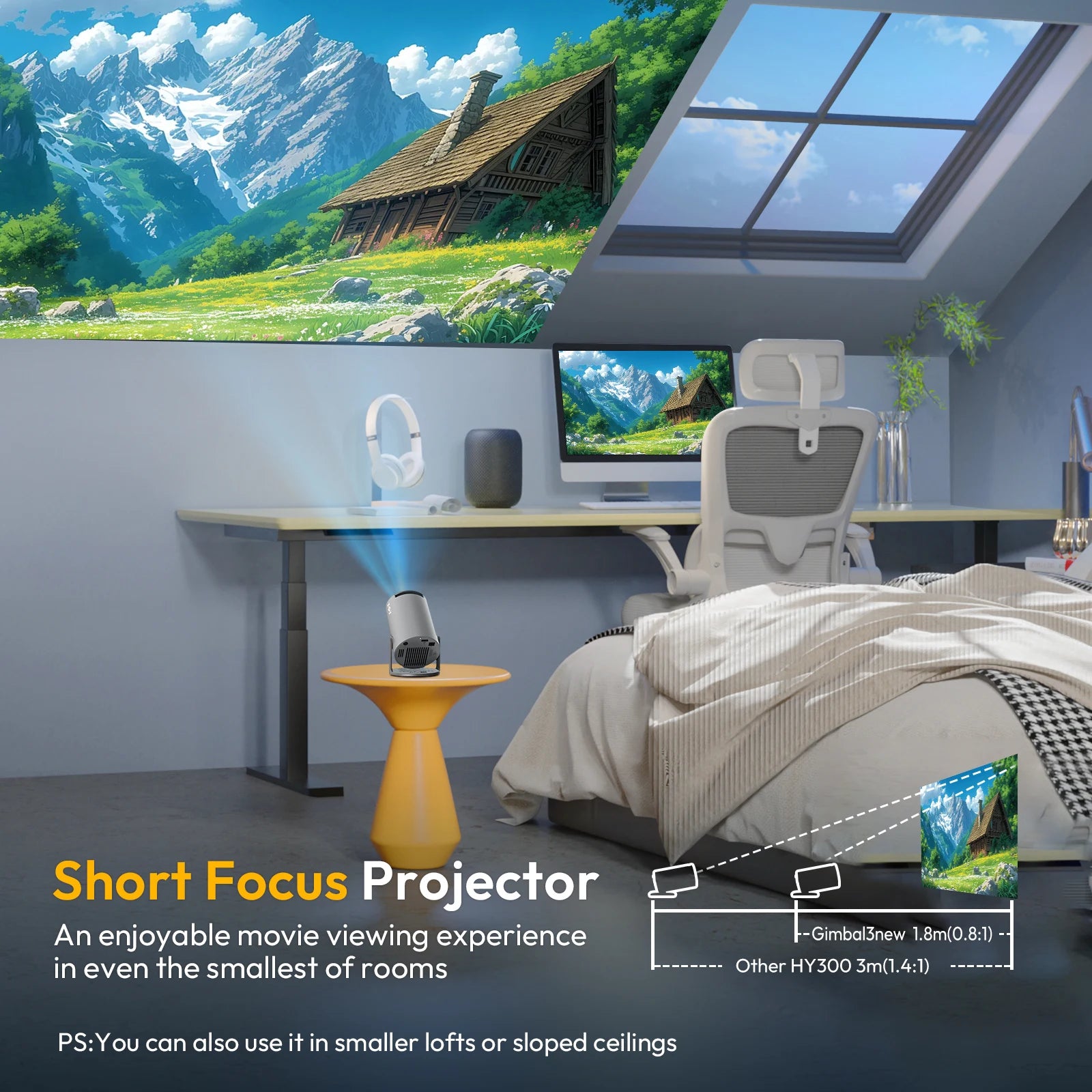 XGODY Smart Mini Projector with Android OS | Native 720P HD with 4K Input Support