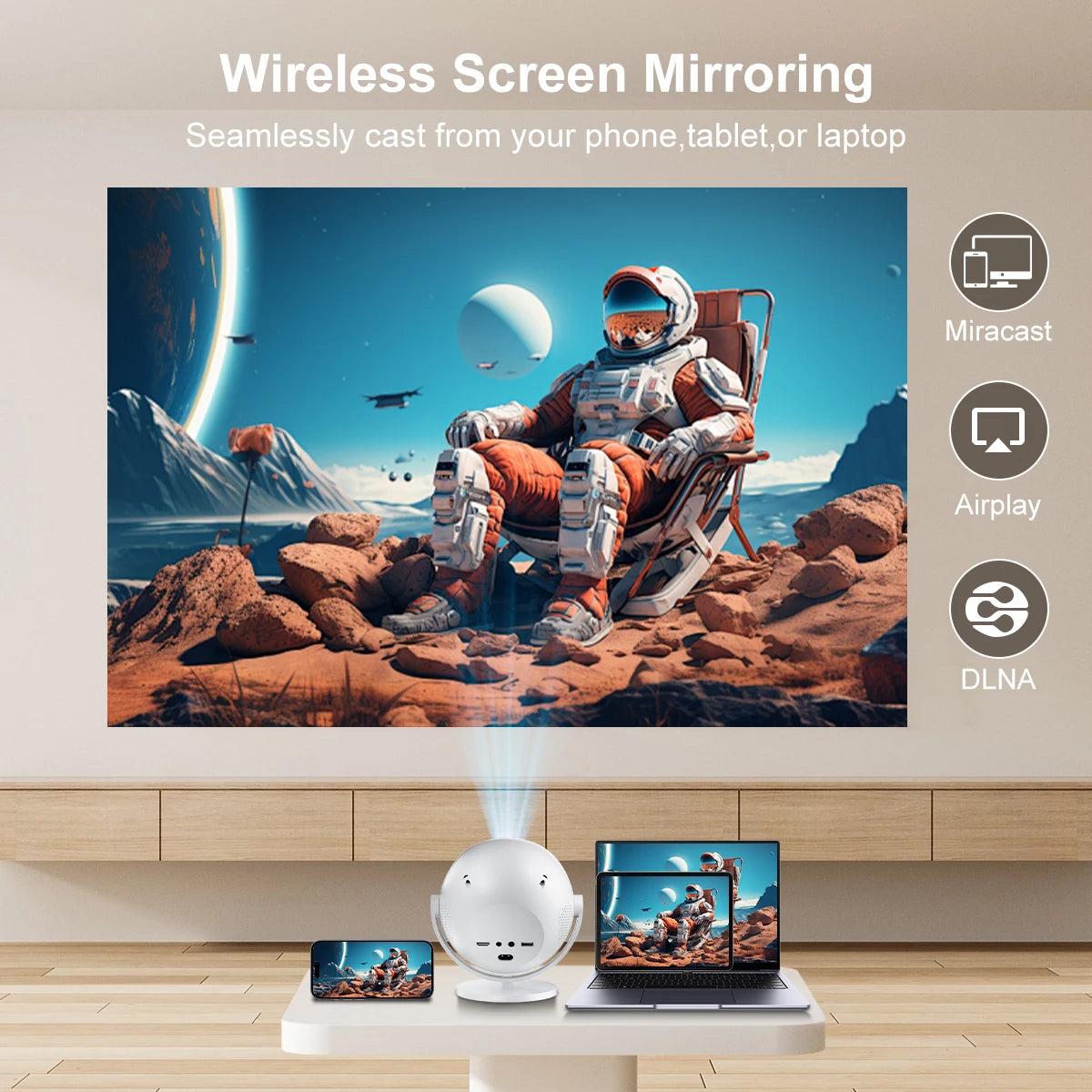 Salange Native 1080P 340ANSI 4K Mini Projector Andorid TV11.0 P360 360°
