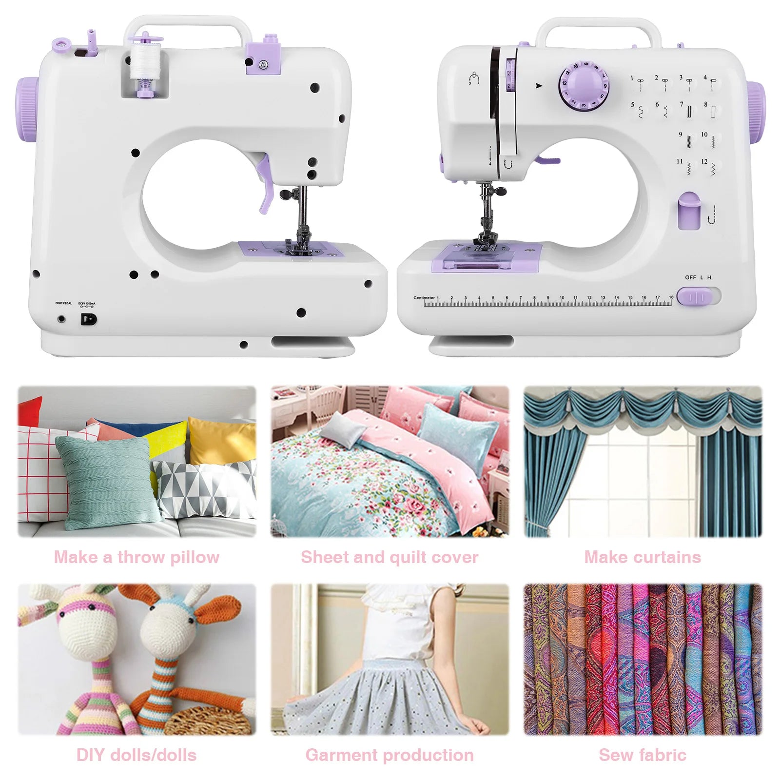 APWIKOGER 505A Portable Sewing Machine for Beginners | 12 Stitch Patterns with Foot Pedal