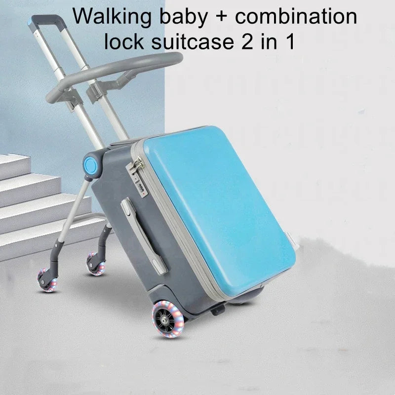 Can boarding suitcase Can sit and ride children's trolley bags lazy slip walker children's travel