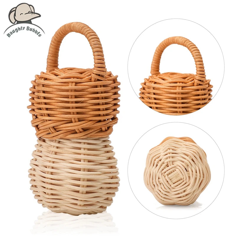 Baby Toys  Rattan Pine Bell  Wooden Rattan Toys