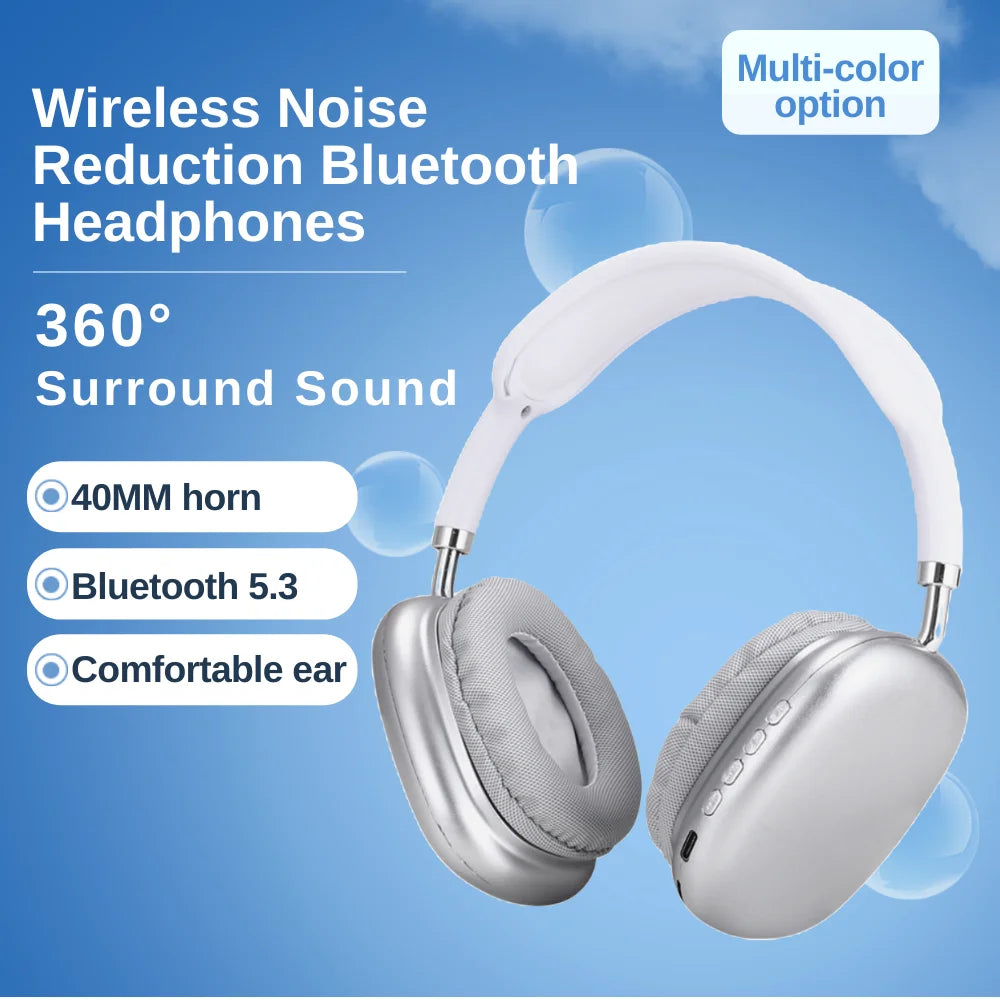 AuraWave Wireless Headphones, Smart Noise Reduction, Hi-Fi Stereo Sound for Sports & Gaming