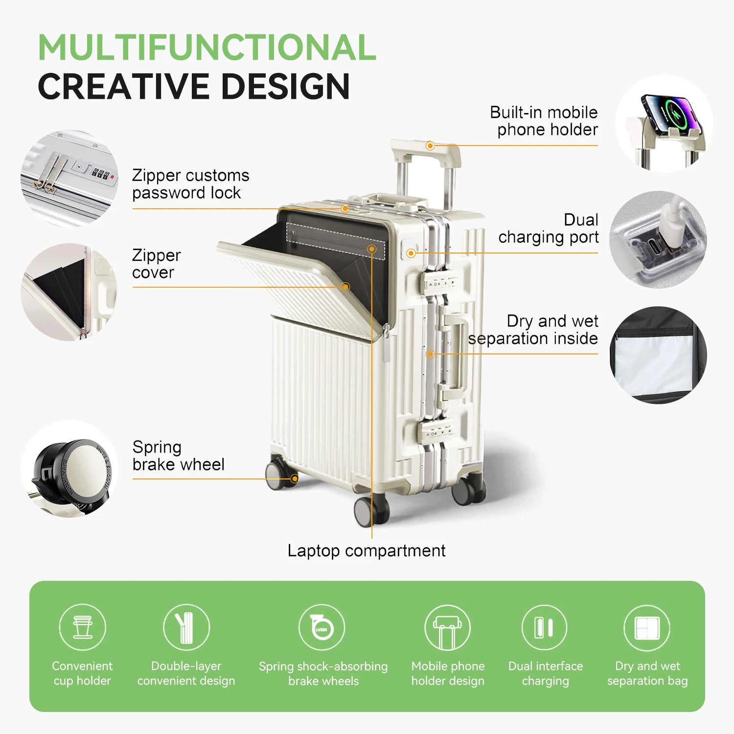 AIWEIN Aluminium Frame Suitcase PC Hard Shell