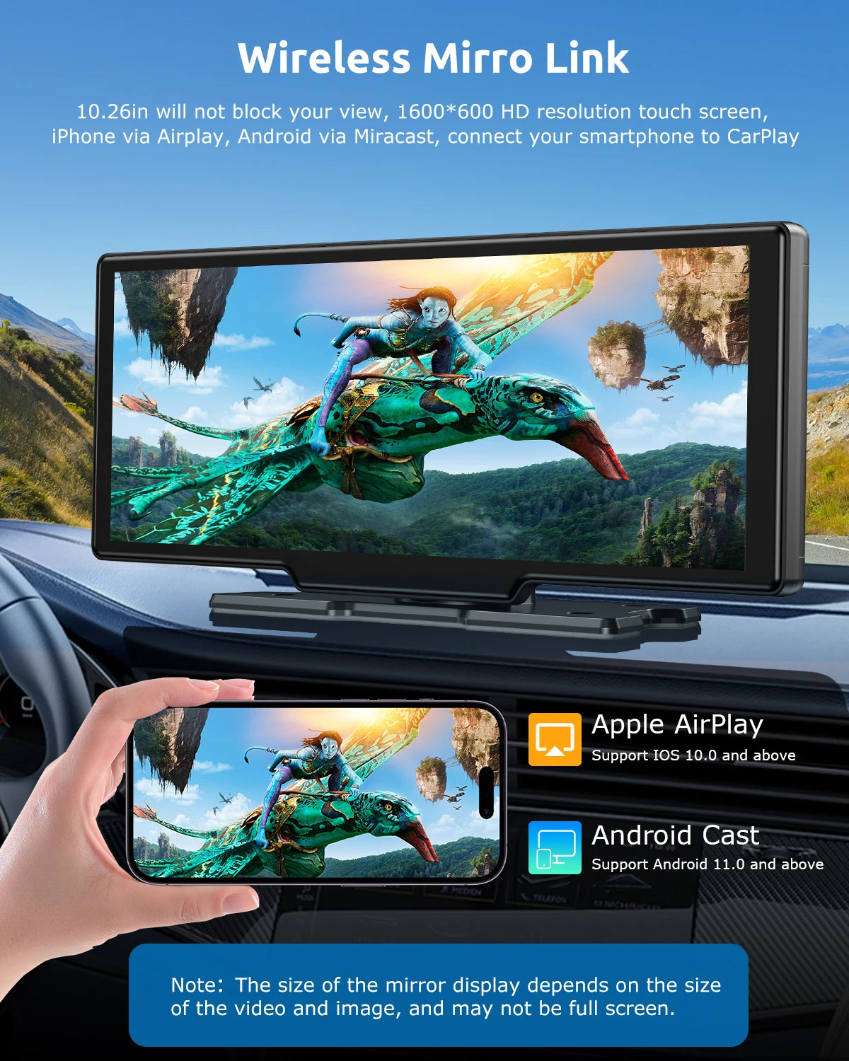 10.26" 4K Touchscreen Car Stereo | Wireless Apple CarPlay & Android Auto | 64GB Storage | GPS Navigation | Bluetooth | Backup Camera Input