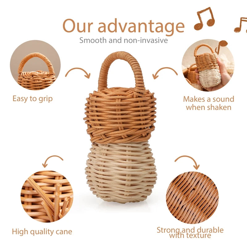 Baby Toys  Rattan Pine Bell  Wooden Rattan Toys