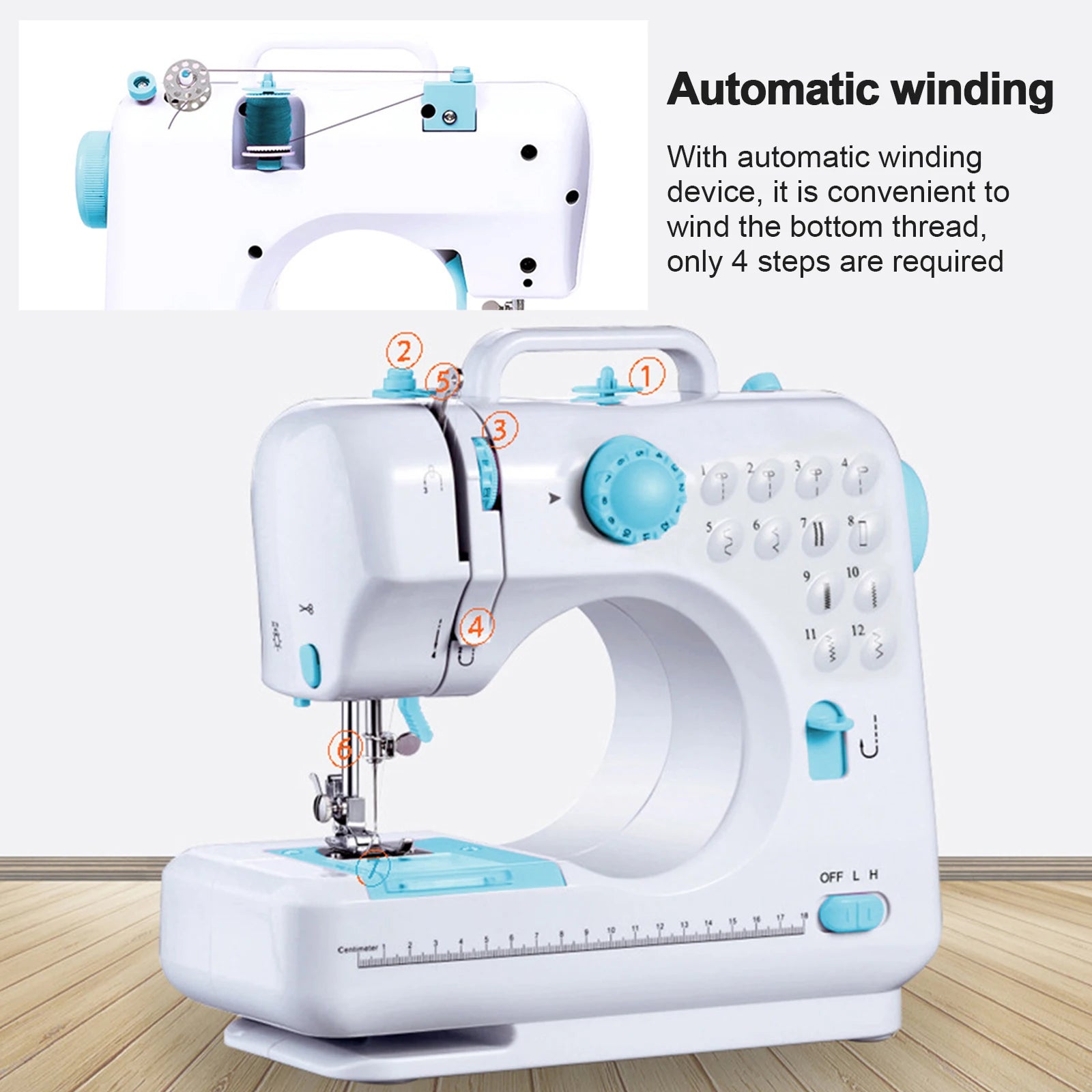 Portable Sewing Machine |12 Stitch Types, Horizontal Rotary Shuttle & Metal Hook