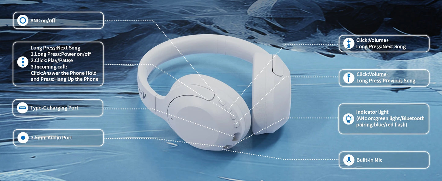 Attack Shark G300 Wireless Headphones | ENC Noise Cancellation for Immersive Sound